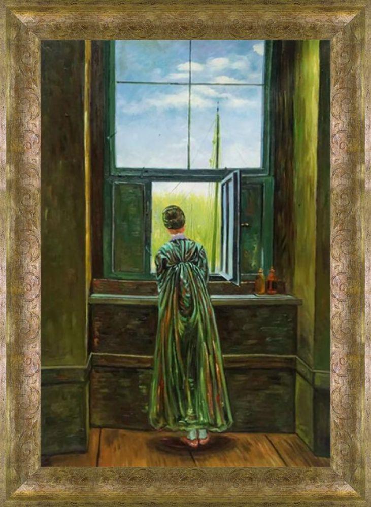 Woman at a Window Pre-Framed - Sirocco Frame 24" X 36"