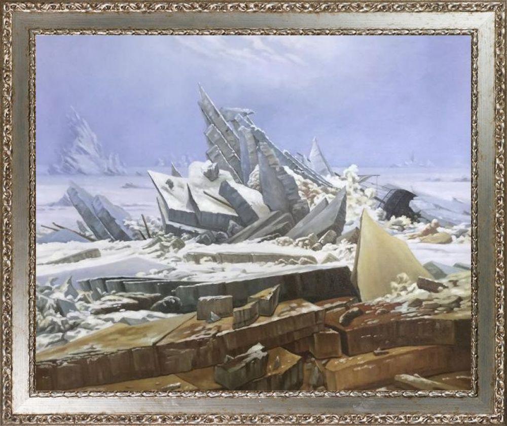 The Sea of Ice (Das Eismeer) Pre-Framed - Versailles Silver Salon Frame 20" X 24"