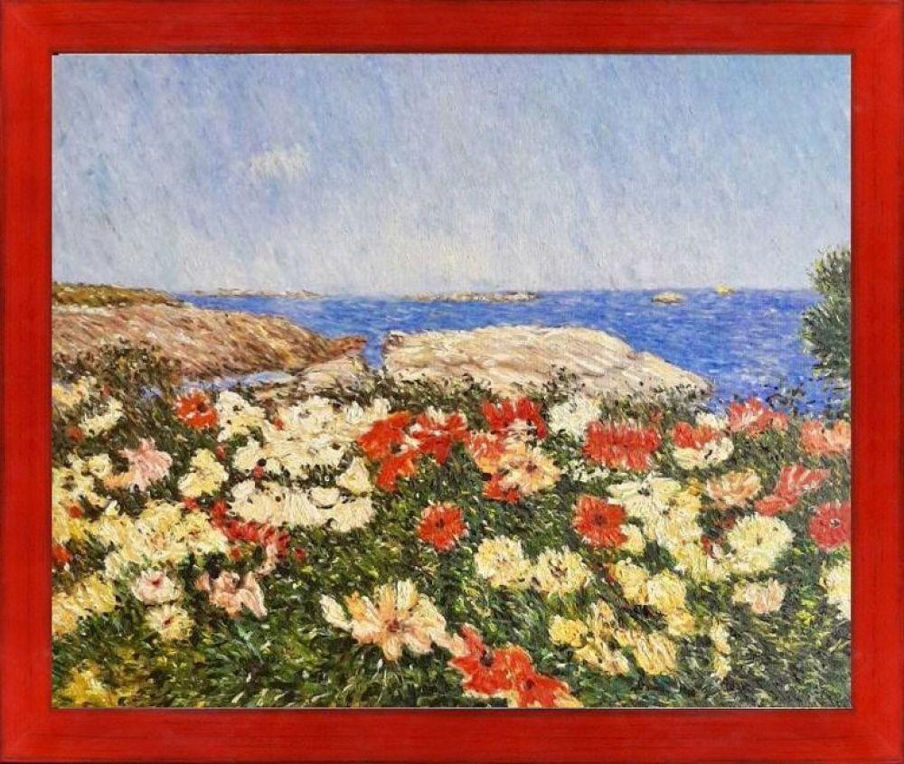 Poppies on the Isles of Shoals Pre-Framed - Stiletto Red Frame 20" X 24"