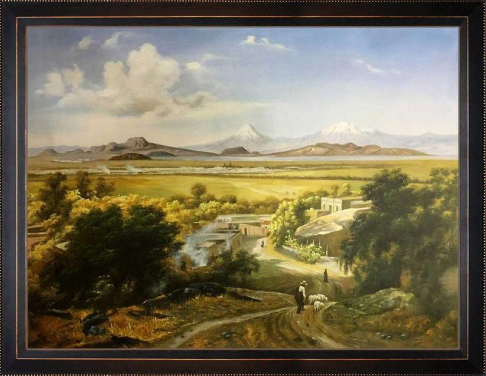 Valley of Mexico from the Tepeyac Pre-Framed - Veine D'Or Bronze Angled Frame 30"X40"