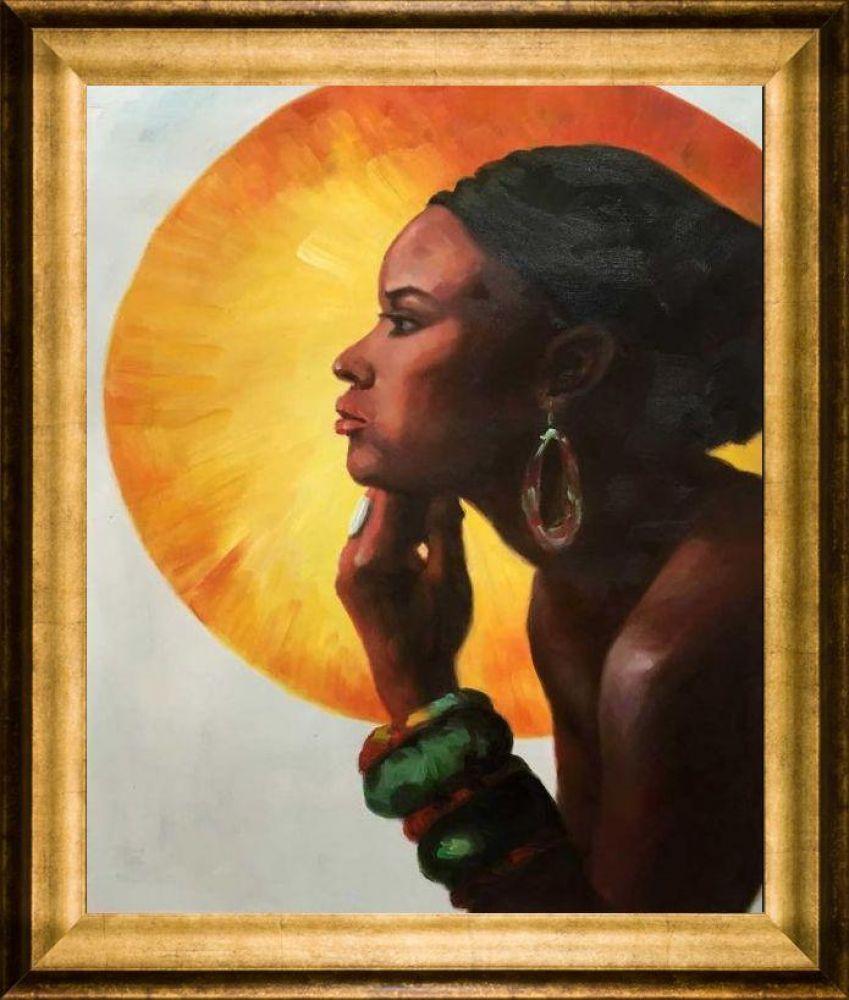 African Sun Reproduction Pre-framed - Athenian Gold Frame 20"X24"
