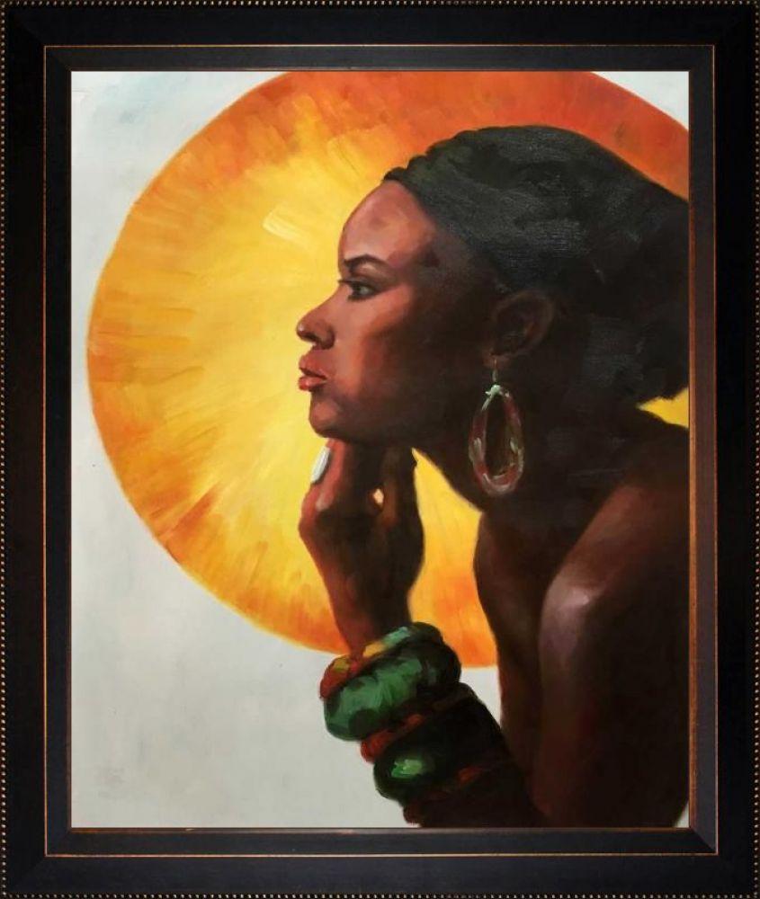 African Sun Reproduction Pre-Framed - Veine D'Or Bronze Angled Frame 20"X24"