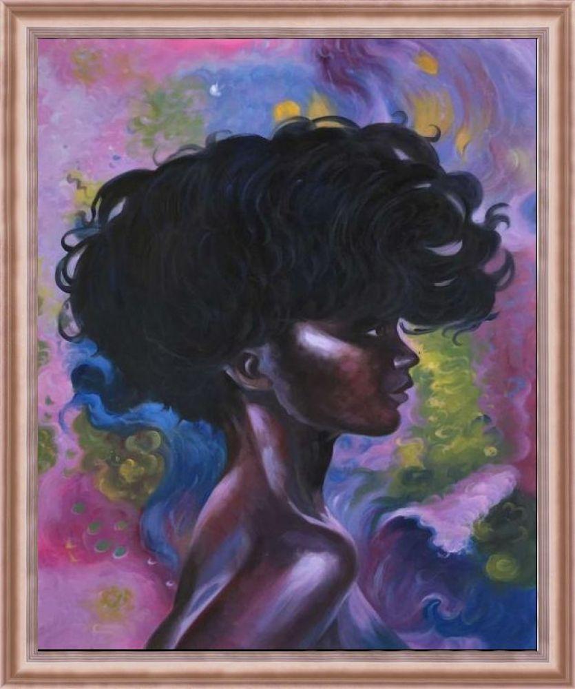 African Girl Reproduction Pre-Framed - Rose Gold Classico Frame 20" X 24"
