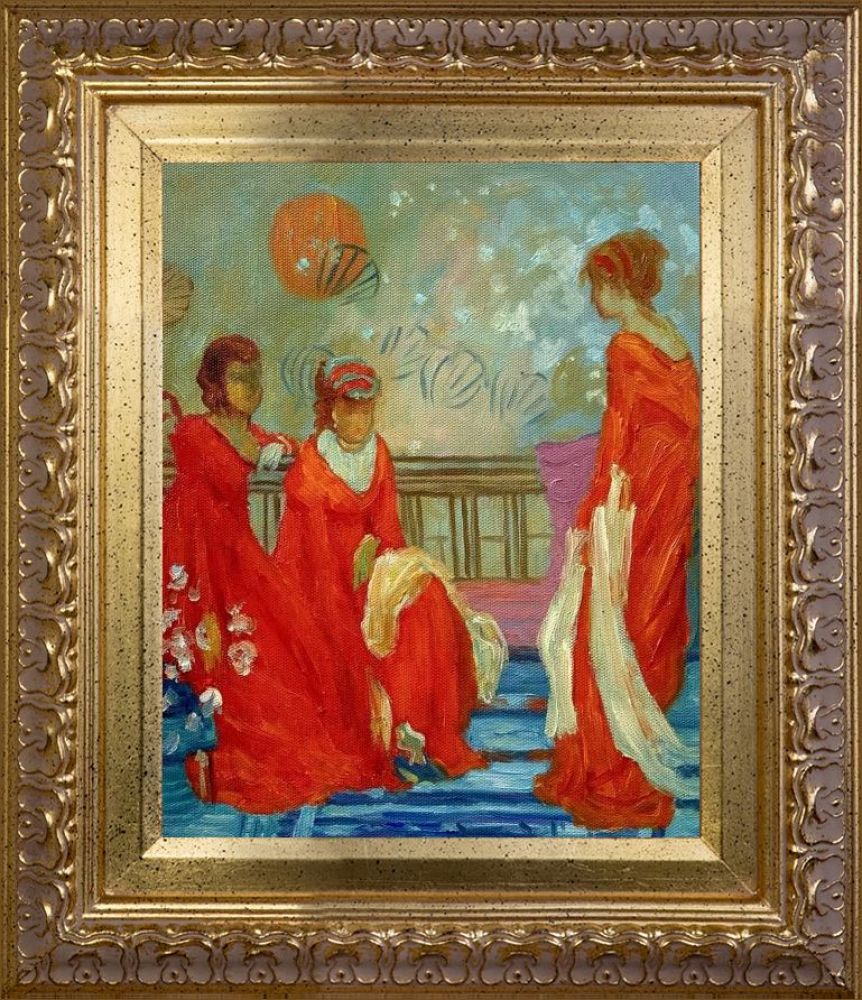 Red and Black Pre-Framed - Elegant Gold Frame 8"X10"