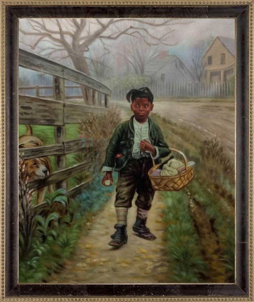 Protecting the Groceries Pre-Framed - Hermitage Cabernet Scooped Frame 20X24