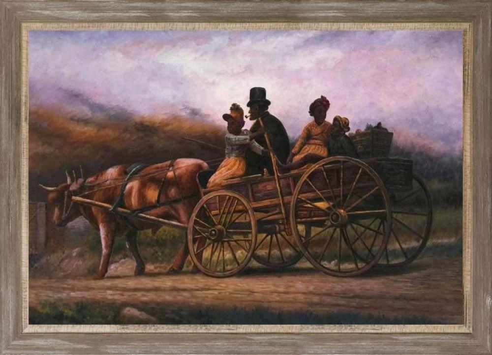 On the Way to the Market Pre-Framed - Miramar Distressed Charcoal Grey Frame 24" X 36"