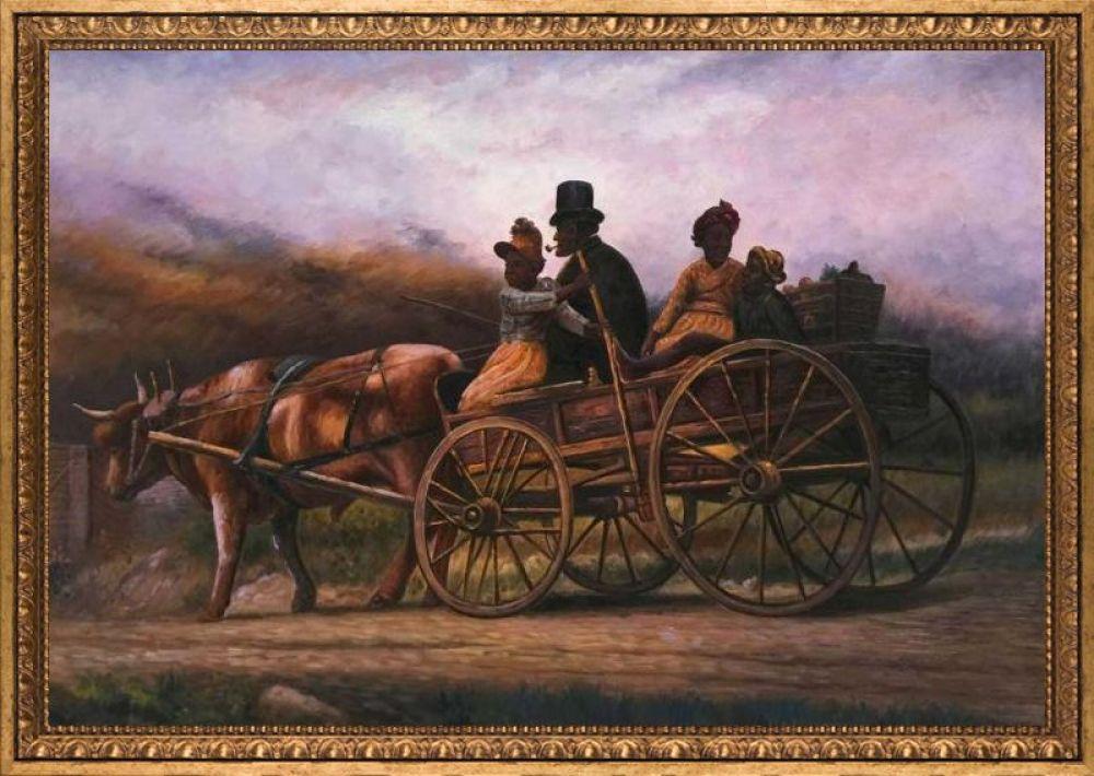 On the Way to the Market Pre-Framed - Versailles Gold Frame 24" X 36"