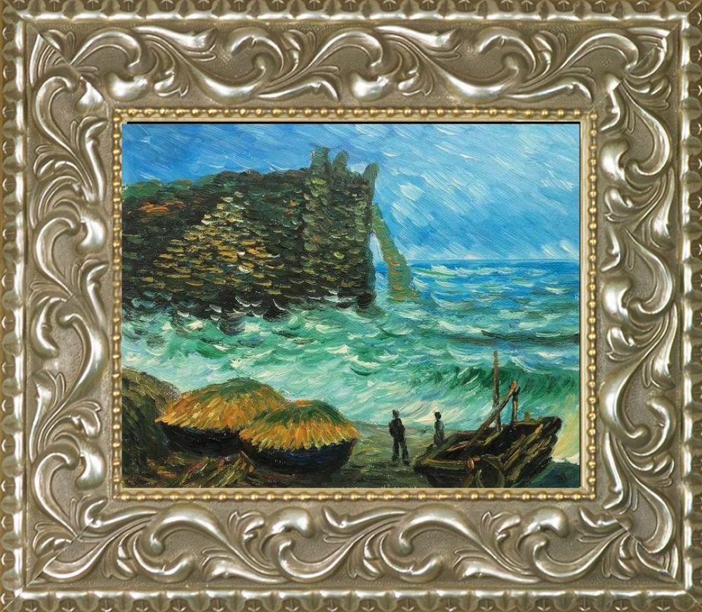 Rough Sea at Etretat Pre-Framed - Rococo Silver 8"X10"