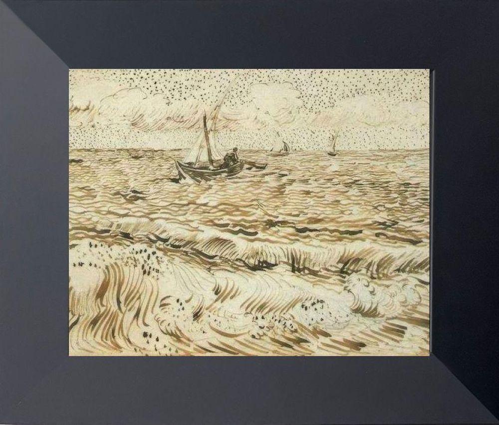 A Fishing Boat at Sea Pre-framed - Flat Black Studio Frame 8"X10"