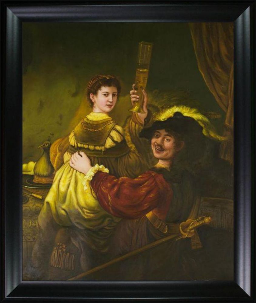 Rembrandt and Saskia in the Parable of the Prodigal Son Pre-framed - Black Matte Frame 20"X24"