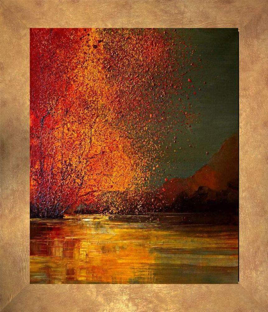 Autumn (Red Splatter) Pre-framed - Florentine Gold Frame 20"X24"