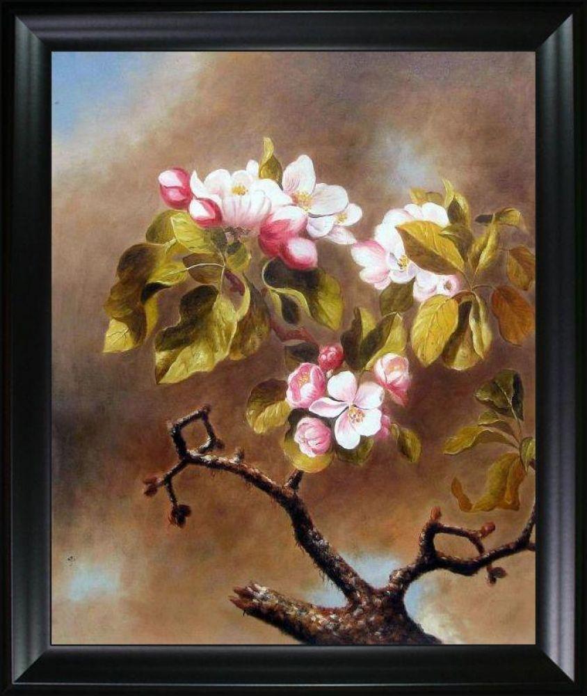 Branch of Apple Blossoms Against Cloudy Sky Pre-framed - Black Matte Frame 20"X24"