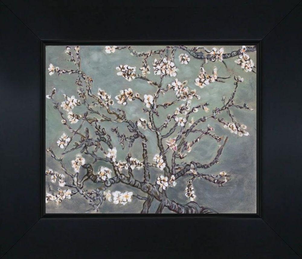 Branches of an Almond Tree in Blossom, Pearl Grey Pre-framed - New Age Black Frame 8"X10"