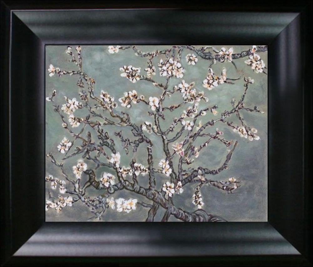 Branches of an Almond Tree in Blossom, Pearl Grey Pre-framed - Black Matte Frame 8"X10"