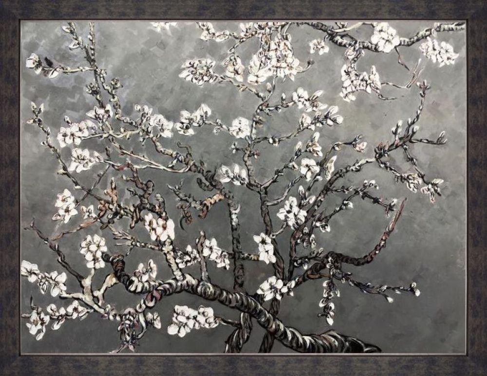 Branches of an Almond Tree in Blossom, Pearl Grey Pre-Framed - Suede Premier Frame 30"X40"