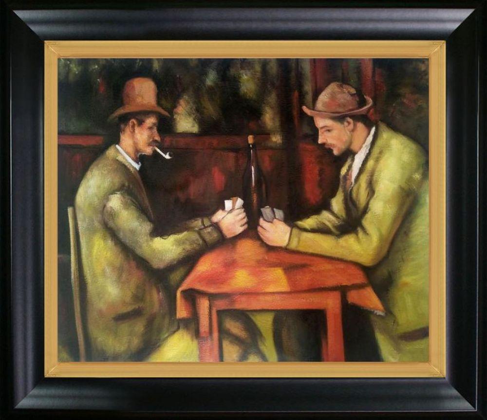 Card Players with Pipes Pre-Framed - Black Matte King and Piccino Luminoso Custom Stacked Frame 20" X 24"