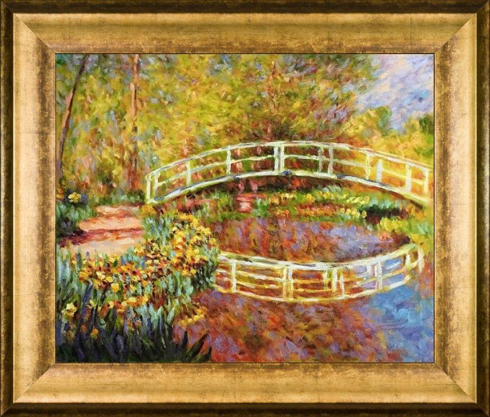 The Japanese Bridge (The Bridge in Monet's Garden - yellow) Pre-Framed - Athenian Gold King Frame 20"X24"