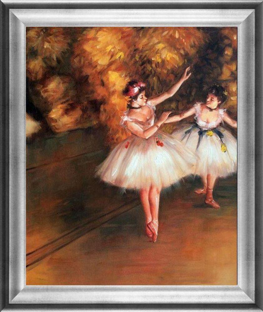 Two Dancers on Stage Pre-framed - Athenian Silver Frame 20"X24"