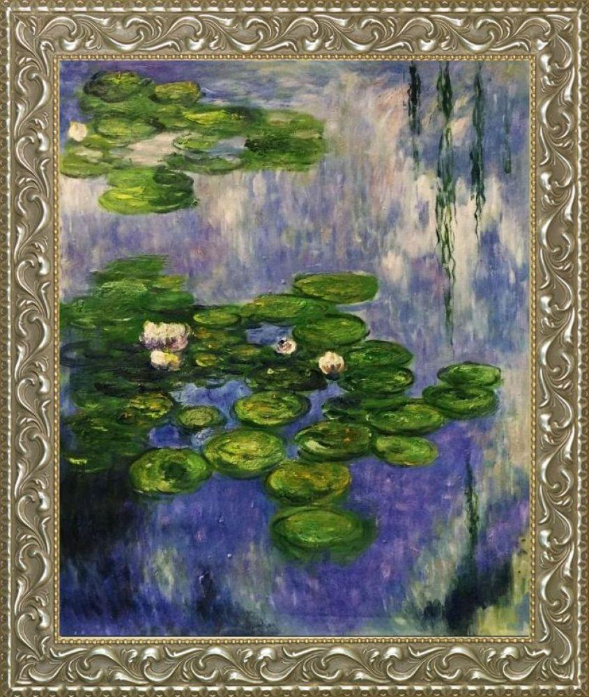 Water Lilies (vertical) Pre-Framed - Rococo Silver 20"X24"