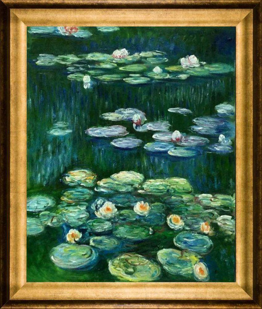 White and Yellow Water Lilies Pre-framed - Athenian Gold Frame 20"X24"