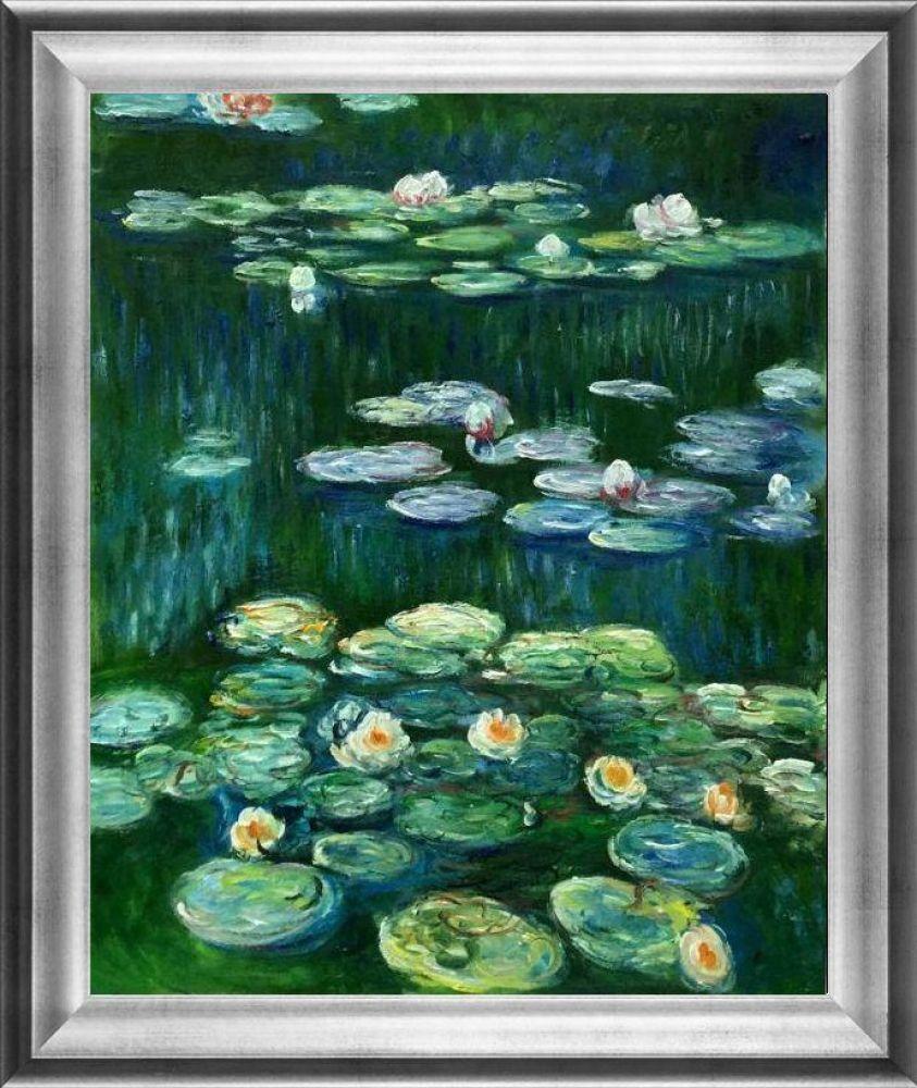 White and Yellow Water Lilies Pre-framed - Athenian Silver Frame 20"X24"