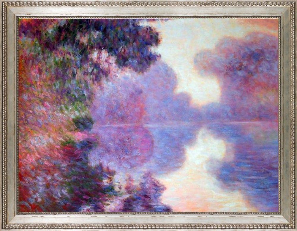 Misty Morning on the Seine (pink), 1897 Pre-Framed - Versailles Silver King Frame 30" X 40"