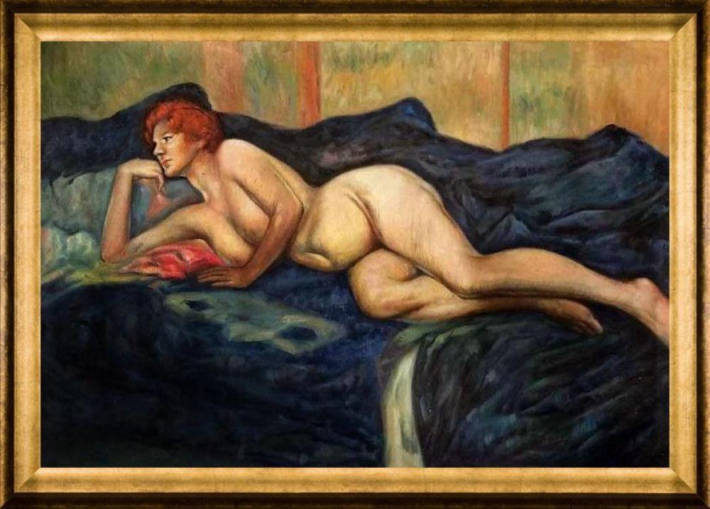 Reclining Nude Pre-Framed - Athenian Gold Frame 24"X36"
