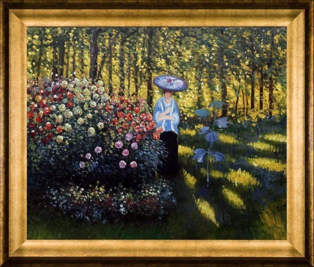 Woman with a Parasol in the Garden in Argenteuil Pre-framed - Athenian Gold Frame 20"X24"