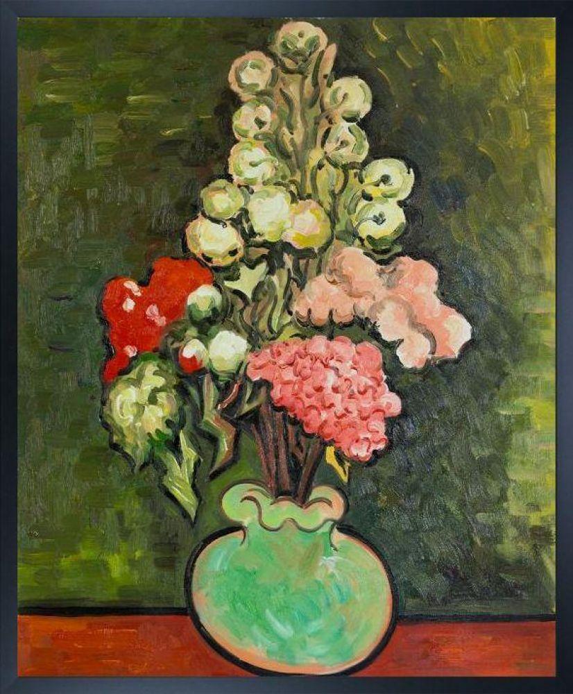 Still Life Vase with Rose-Mallows Pre-framed - Studio Black Wood Frame 20"X24"