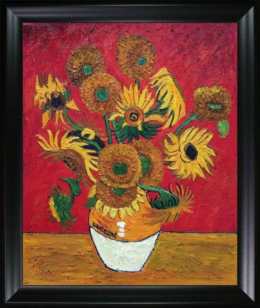 Sunflowers, Red Pre-framed - Black Matte Frame 20"X24"