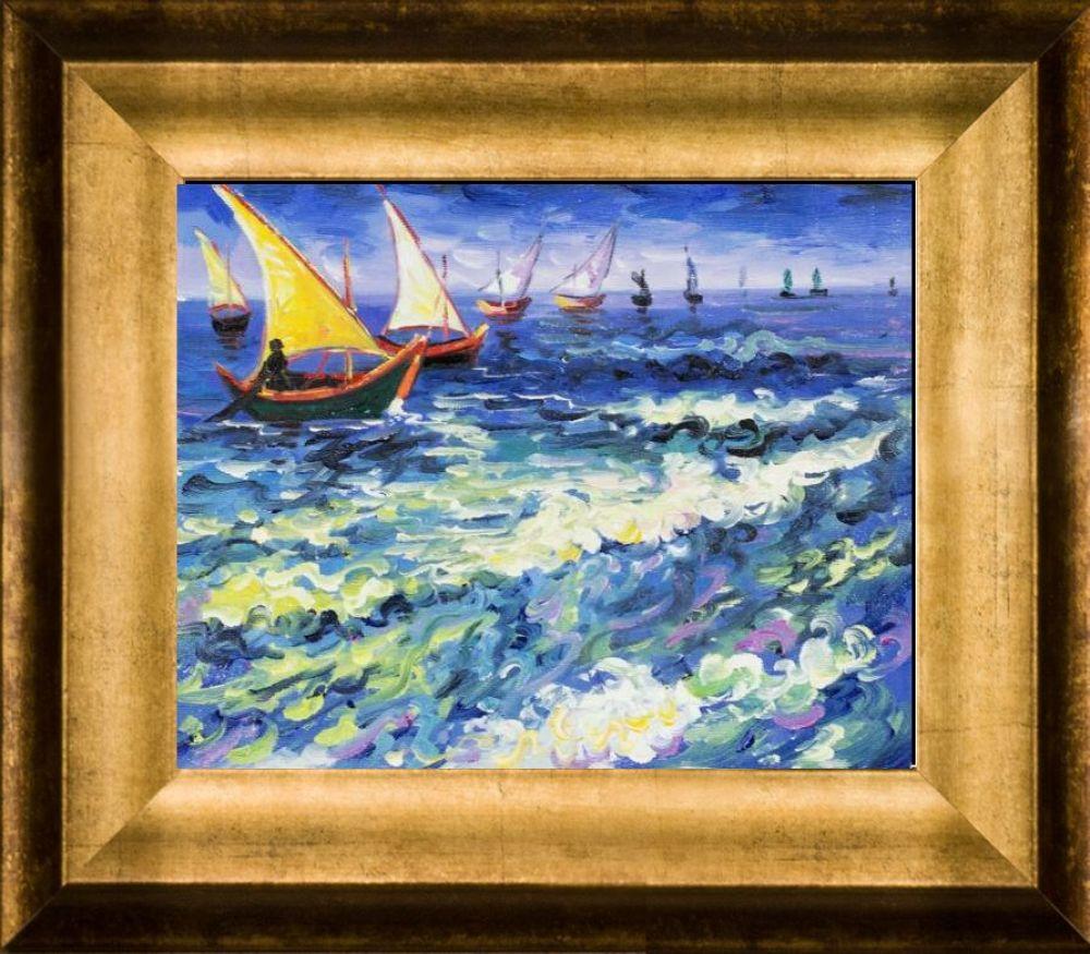 Seascape at Saintes Maries de la Mer Pre-framed - Athenian Gold Frame 8"X10"