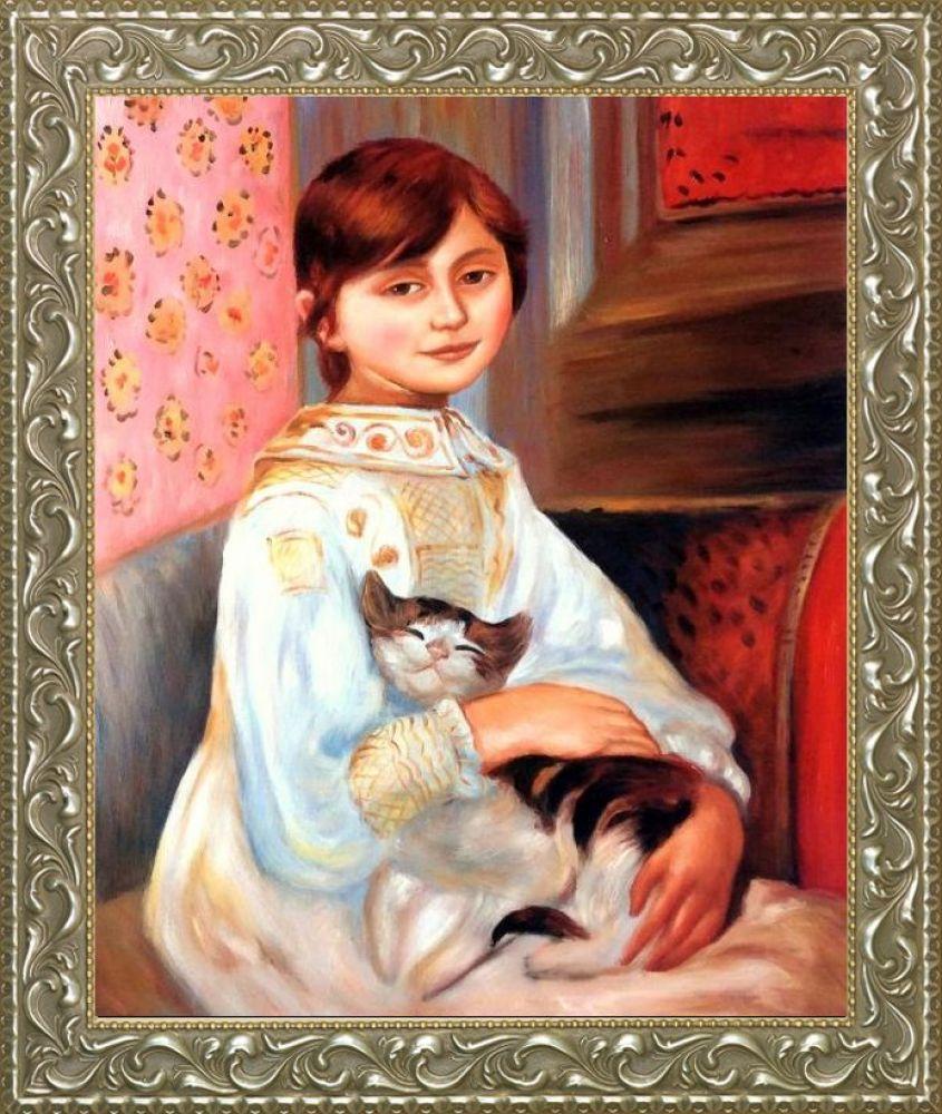 Julie Manet With Cat, 1887 Pre-Framed - Rococo Silver 20"X24"