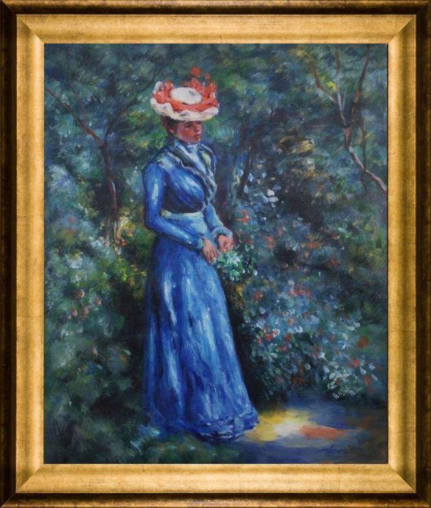 Woman in a Blue Dress, Standing in the Garden of St. Cloud Pre-framed - Athenian Gold Frame 20"X24"