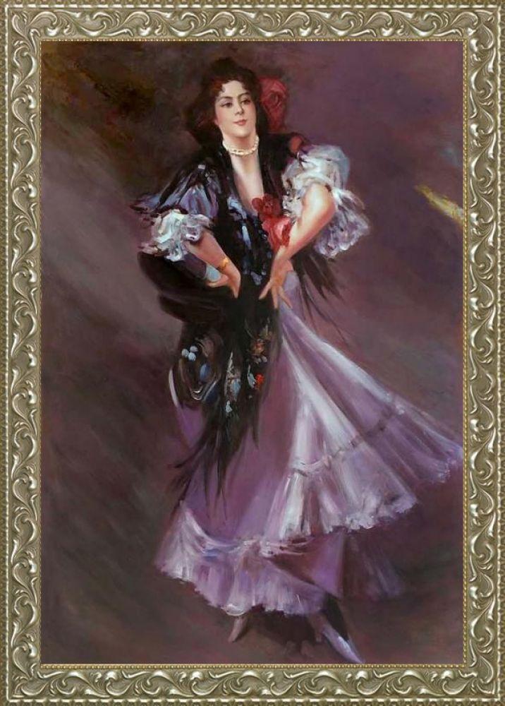 Portrait of Anita de la Ferie The Spanish Dancer, 1900 Pre-Framed - Rococo Silver 24"X36"