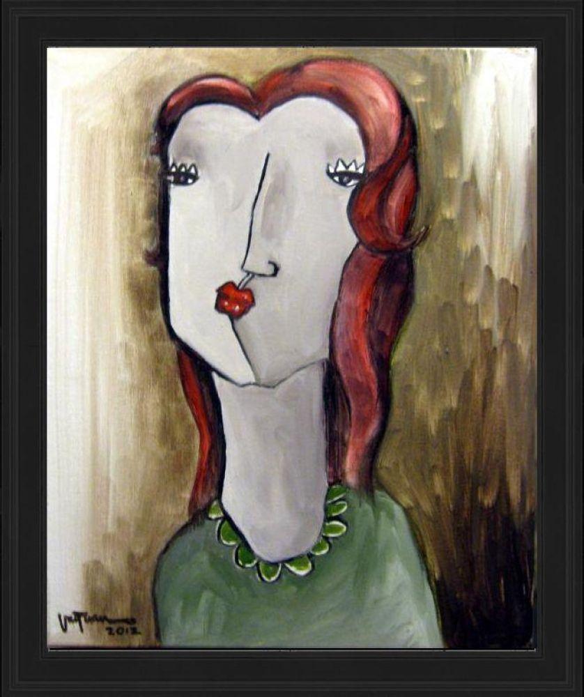 Girl with red hair Pre-framed - Black Gallery