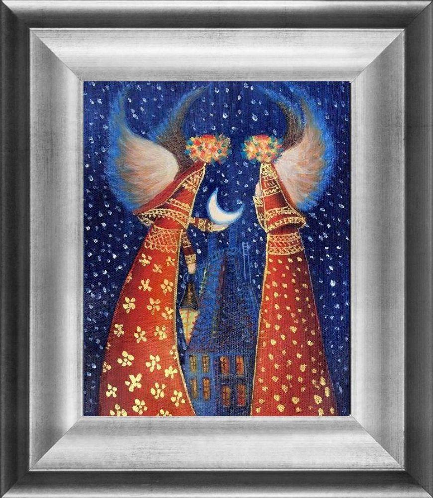 Angels II Reproduction Pre-framed - Athenian Silver Frame 8"X10"