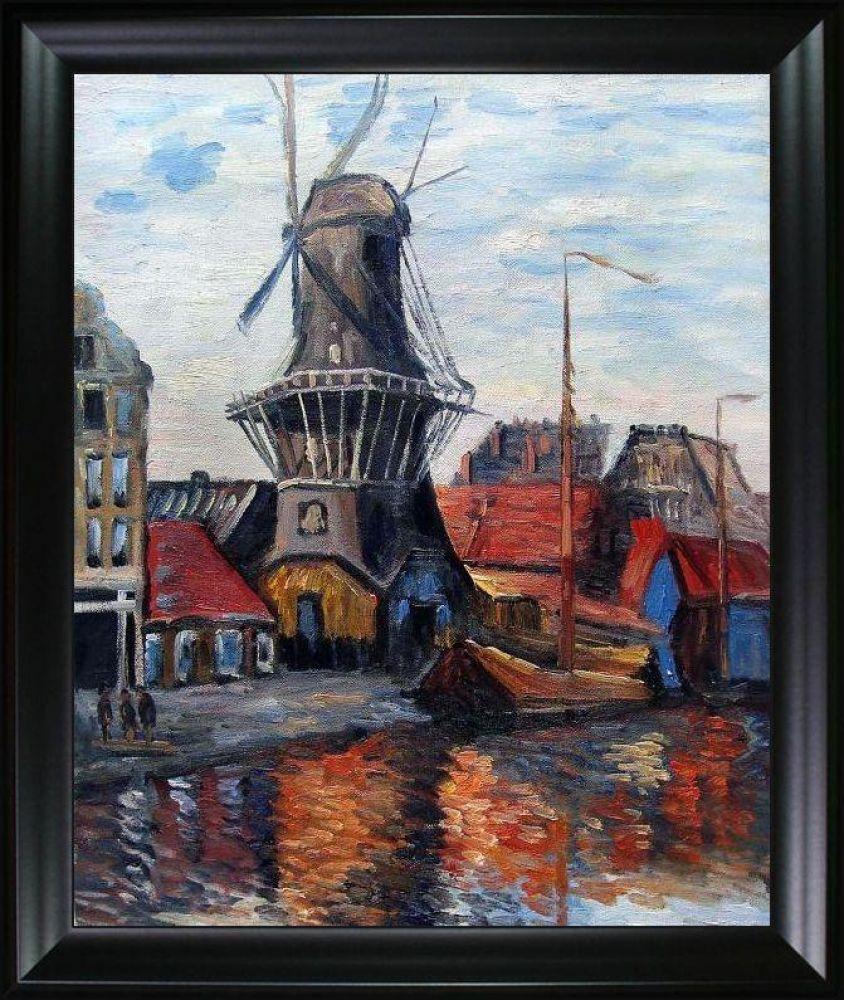 Windmill on the Onbekende Canal, Amsterdam Pre-framed - Black Matte Frame 20"X24"
