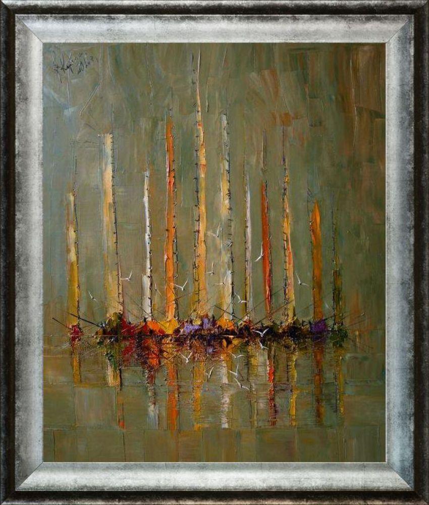 A Fleet of Boats Pre-framed - Athenian Distressed Silver Frame 20"X24"