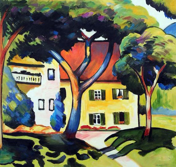 August Macke, House in a Landscape - Hand Painted Oil Painting on Canvas