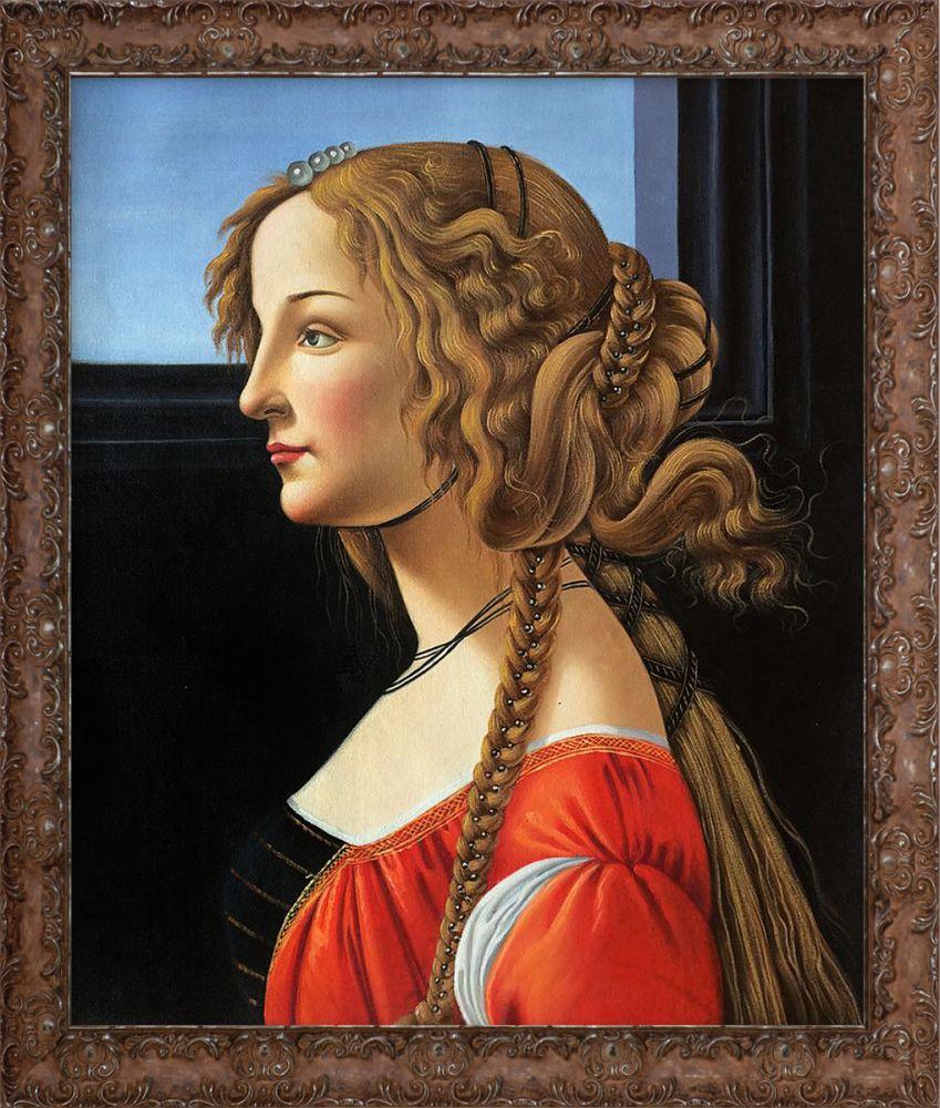 Portrait of Simonetta Vespucci Pre-Framed - Italian Renaissance Frame 20"X24"