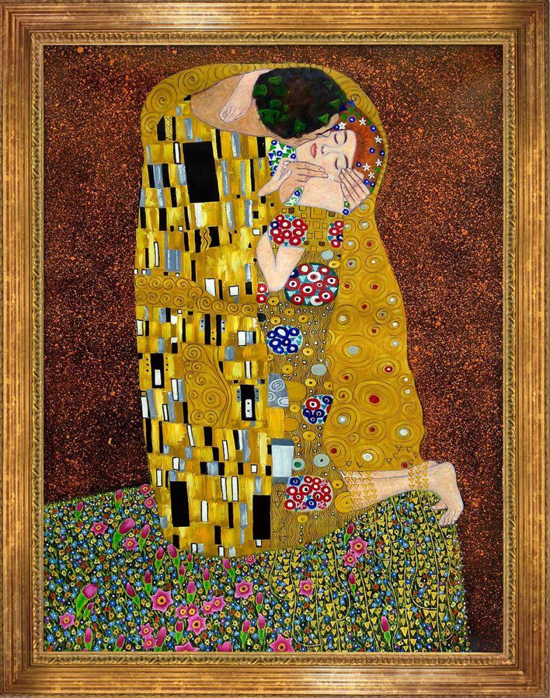 The Kiss (Full View) Pre-Framed - Vienna Gold Leaf Frame 30"X40"