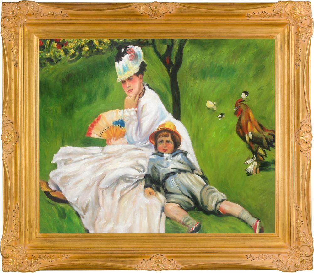 Camille Monet and Her Son Jean in the Garden at Argenteuil Pre-Framed - Imperial Gold Frame 20" X 24"