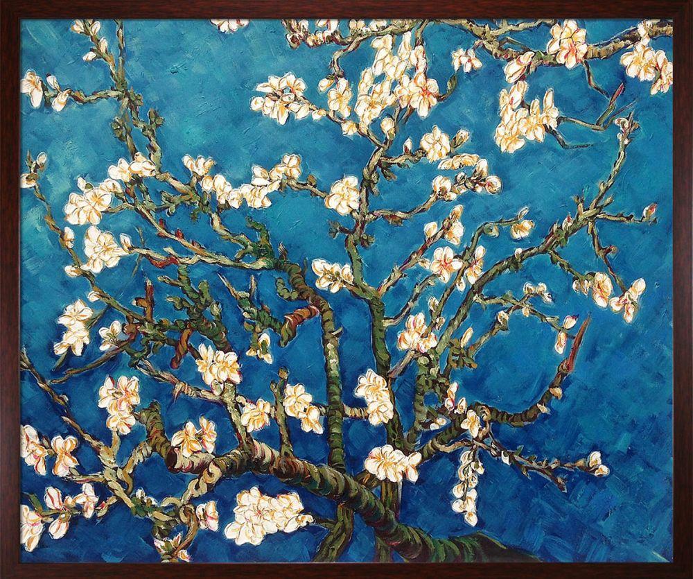 Branches of an Almond Tree in Blossom Pre-Framed - Studio Walnut Wood Frame 20