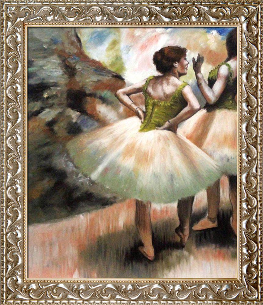 Dancers, Pink and Green Pre-Framed - Rococo Silver 20"X24"