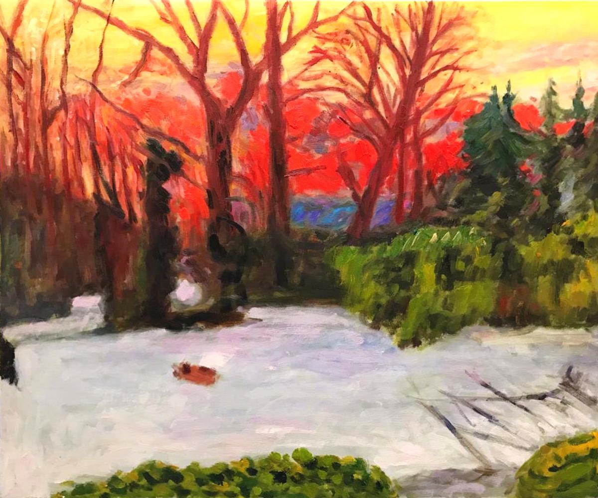 Pierre Bonnard - The Garden in the Snow, Sunset