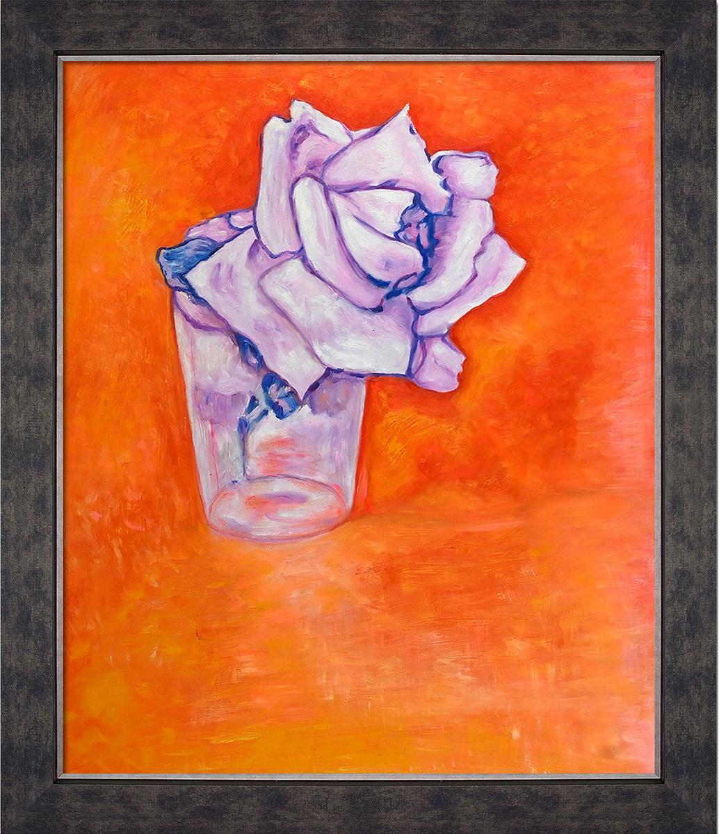 White Rose in a Glass Preframed 