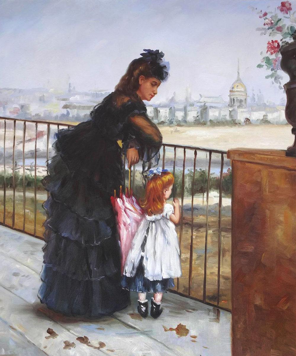 Woman and Child on Balcony