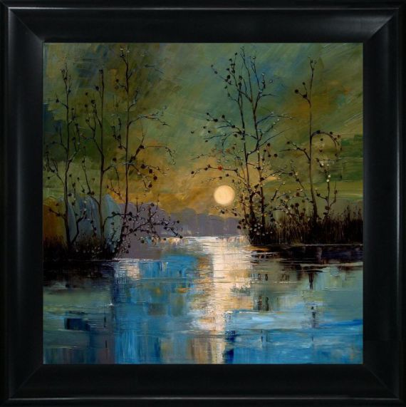 Justyna Kopania, River, with Glowing Moon - Hi-End Print on Canvas