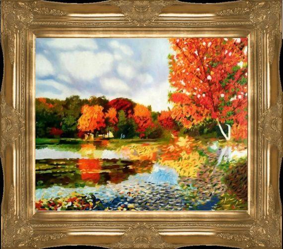 Celito Medeiros, Autumn Landscape Reproduction - Hand Painted Oil ...