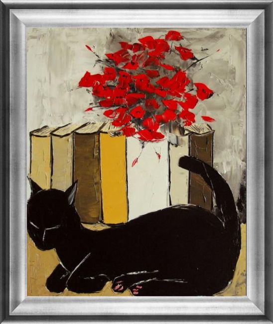 Atelier de Jiel, Black cat is a sleeping - Hi-End Print on Canvas